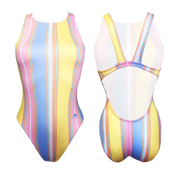 Turbo Badedragt Pastel Stripes Gul 4XL Kvinde
