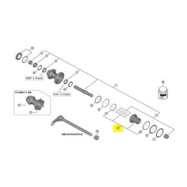 Shimano Bageste Nav Fh-m9111 Ms Et12 Sort