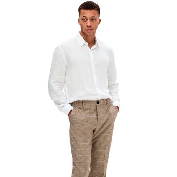 Selected Regkylian Skjorte Med Lange ærmer Beige L Mand