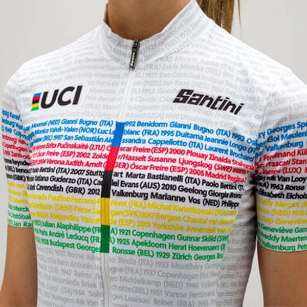 Santini Uci 100 Champion Korta ärmar Cykeltröja Grå XL Kvinna