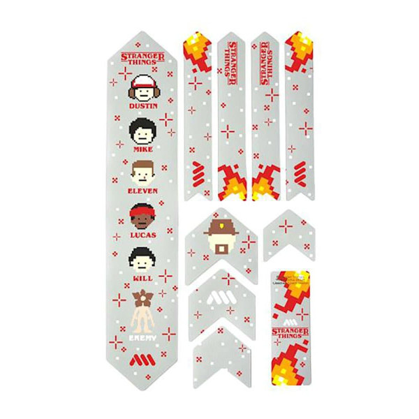 All Mountain Style Pyörän Runko Suojelija Tarrat Stranger Things 8bit Extra Valkoinen