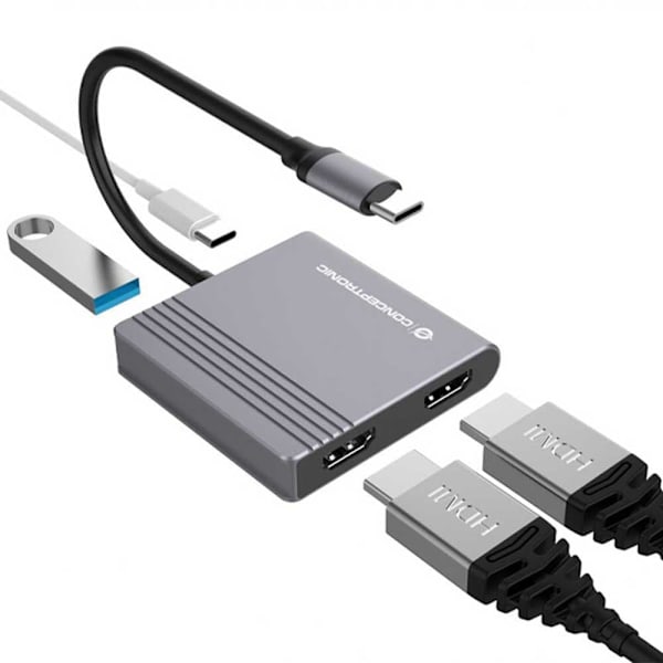 Conceptronic Hub Usb-c Donn13g 2x Hdmi/usb/usb C Søvfarvet