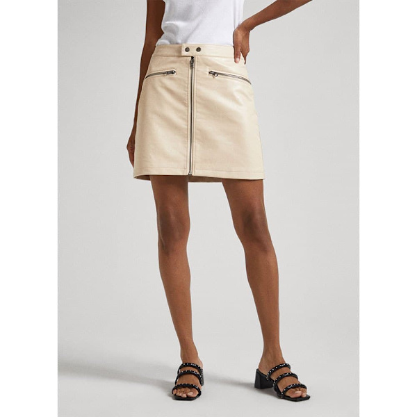 Pepe Jeans Kort Kjol Safire Beige M Kvinna