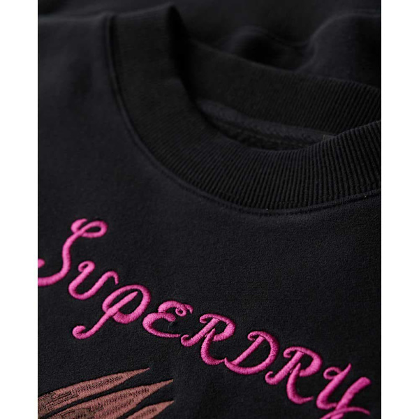 Superdry Suika Embroidered Loose Sweatshirt Sort S Kvinde