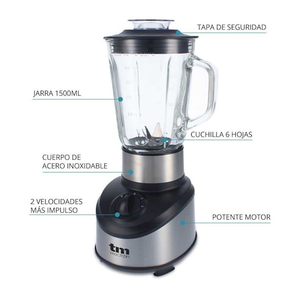 Tm Electron Glasblender Tmpba012 1.5l 500w Søvfarvet One Size / EU Plug