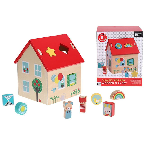 Petit Collage Form Sortering Træ Play Set Gylden