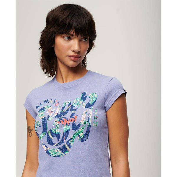 Superdry Floral Scripted Lyhythihainen T-paita Violetti XS Nainen