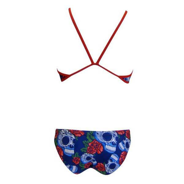 Turbo Tunn Remsbikini Roses&skulls Blå 3XL Kvinna