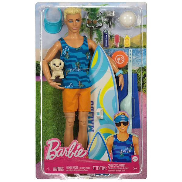 Barbie Docka Ken Surf + Accy Flerfärgad
