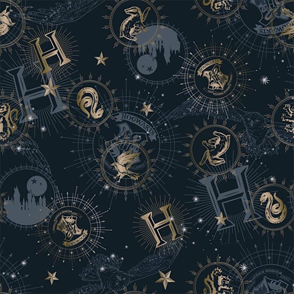 Play Fabrics Harry Potter Guldtrykt Lagensett Med Pudebetræk Og Underlagen Til Seng 150/160 Cm