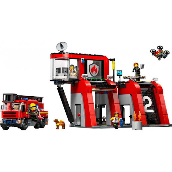 Lego Brandpark Med Brandbil Konstruktion Spil Con Rød