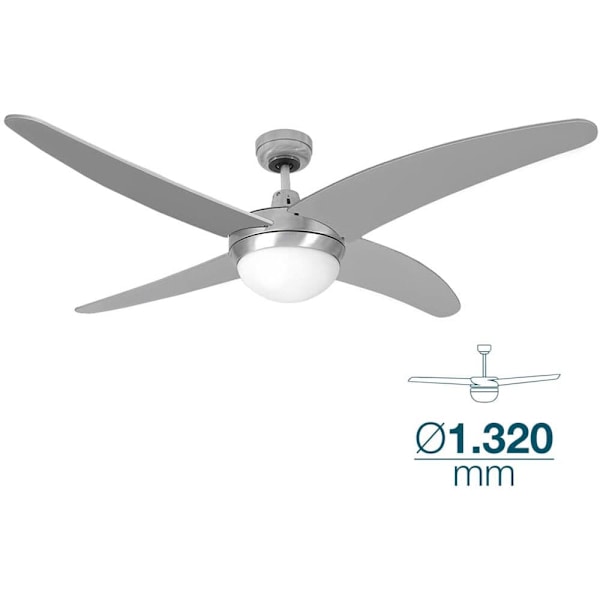 Edm Kattotuuletin Caspio 60w 132 Cm Hopeinen One Size / EU Plug