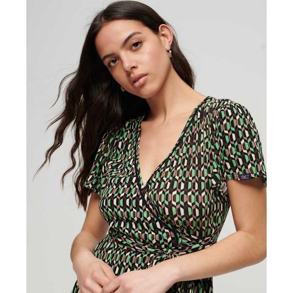 Superdry Vintage Mini Wrap Klänning Grönt XS Kvinna
