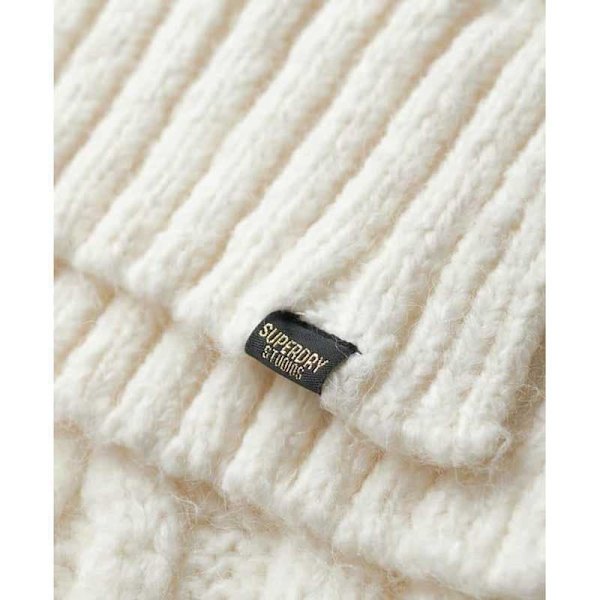 Superdry High Neck Cable Trøje Hvid XL Kvinde