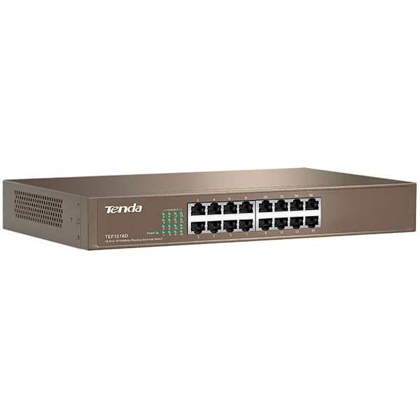 Tenda Tef1016d 10-100 16p Switch Silver One Size / EU Plug 220V Grå