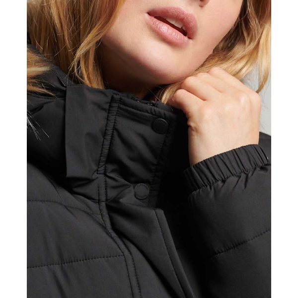 Superdry Jakke Super Long Line Fuji Sort XS Kvinde