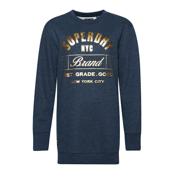 Superdry Langærmet Kort Kjole Luxe Metallic Logo Blå 2XS Kvinde