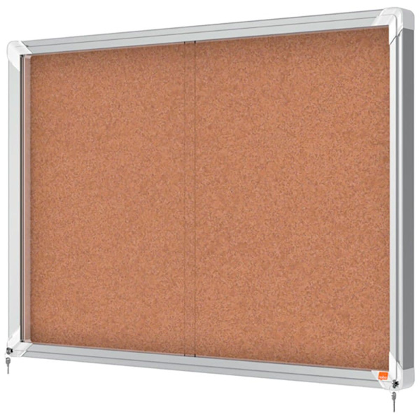 Nobo Premium Plus 8xa4 Interior Interior Kork Overflade Vitrine Med Skydedør
