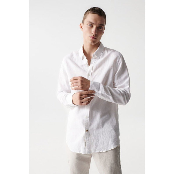 Salsa Jeans Pitkähihainen Paita Cotton Linnen Regular Fit Valkoinen M Mies