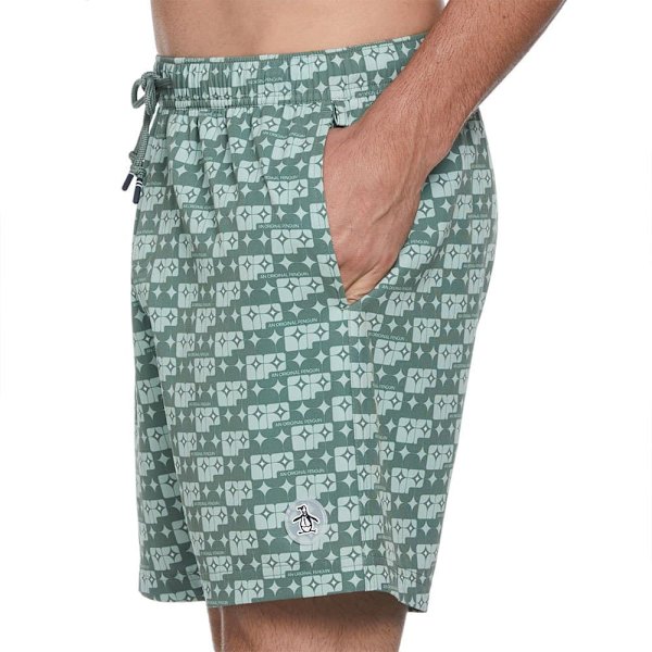 Original Penguin Recycled Polyester Aop Geo Logo Badbyxor Boxer Grönt S Man