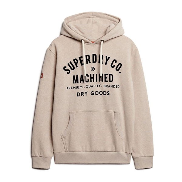 Superdry Workwear Flock Graphic Tröja Med Huva Beige 2XL Man