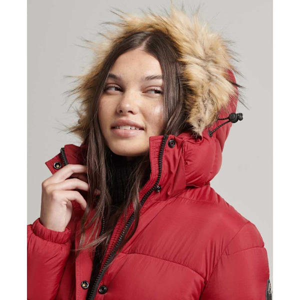 Superdry Jacka Vintage Hooded Mid Layer Long Röd M Kvinna