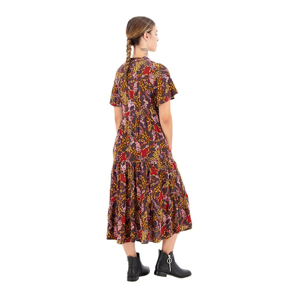 Superdry Kortærmet Midikjole Printed Tiered Brun XS Kvinde
