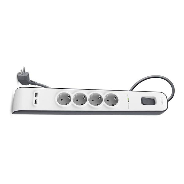 Belkin Bsv401vf2m Surge Strip Protection 4 Slots 2 Usb Hvid
