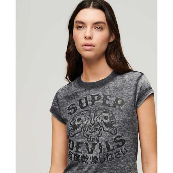 Superdry Retro Rocker T-shirt Med Korta ärmar Grå M Kvinna