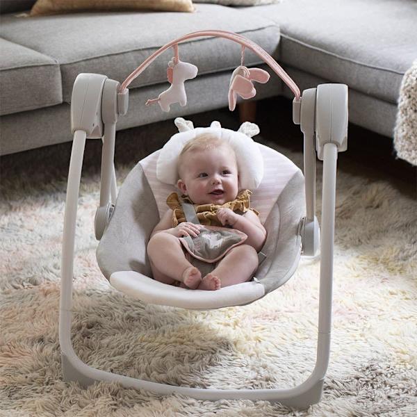 Ingenuity Bærbar Gynge Flora The Unicorn Hvid,Grå