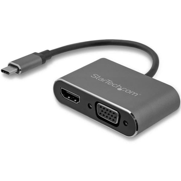Startech Usb-c To Vga And Hdmi Adapter Aluminium Grå Sort