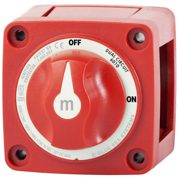 Blue Sea Systems Mini Battery Switch Dual Circuit Punainen
