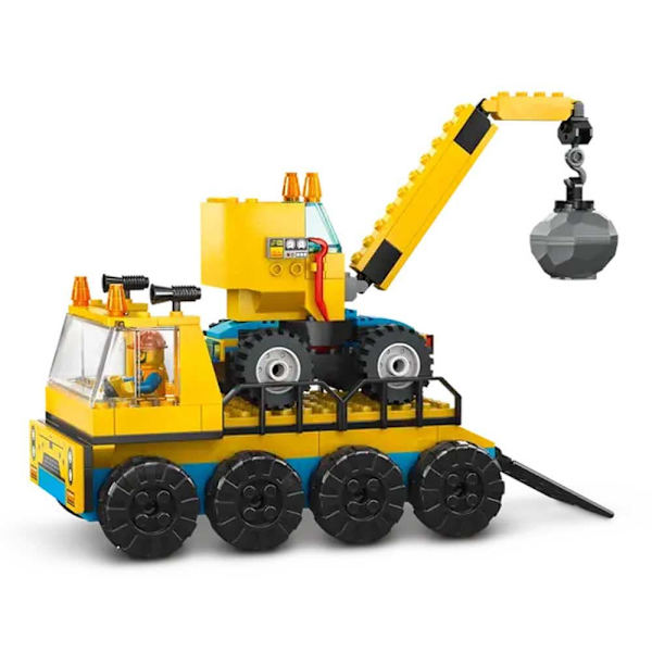 Lego Arbete Och Kranbilar Med Rivningskula Guld