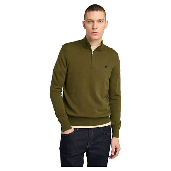 Timberland Williams River Cotton Yd Halv Dragkedja Tröja Grönt S Man