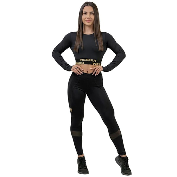 Nebbia Leggings Hög Midja Push-up Intense Heart-shaped Gold Svart XS Kvinna