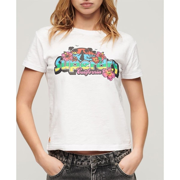Superdry Cali Sticker Fitted Lyhythihainen T-paita Valkoinen M Nainen