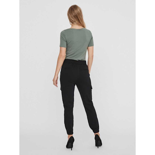 Vero Moda Cargo Byxor Med Mitten Av Midjan Eva Svart L / 34 Kvinna