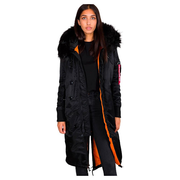 Alpha Industries Jakke Long Fishtail Sort S Kvinde