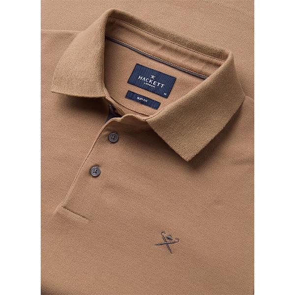 Hackett Brushed Lyhythihainen Pikeepaita Beige L Mies