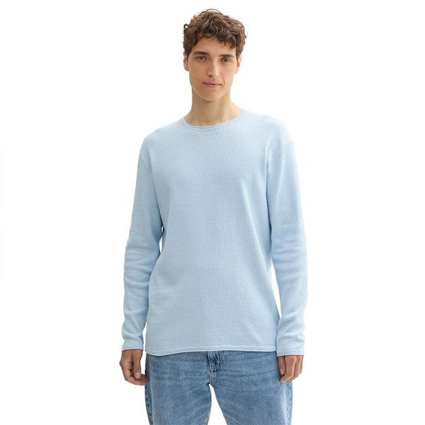 Tom Tailor Structured Roll Edge Knit Trøje Blå XL Mand