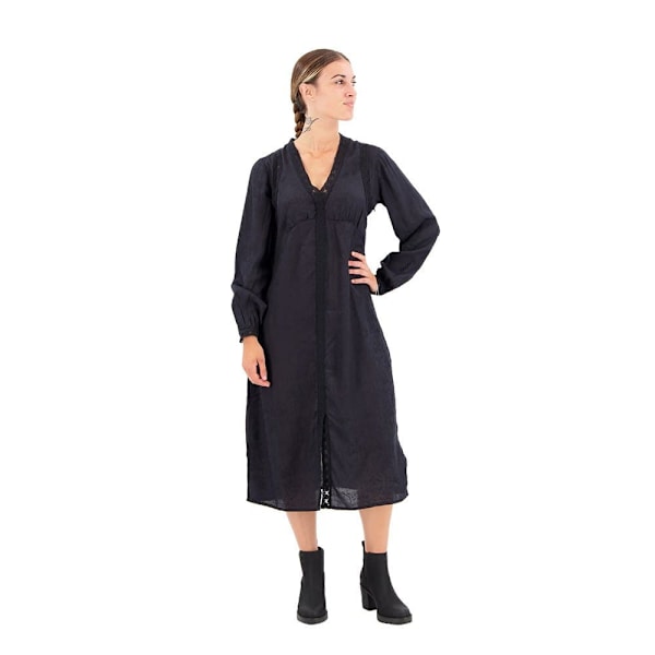 Superdry Langærmet Midikjole Lace Trim Sort S Kvinde