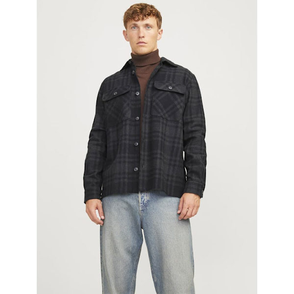 Jack & Jones Raymond Melange Check Overtrøje Sort L Mand