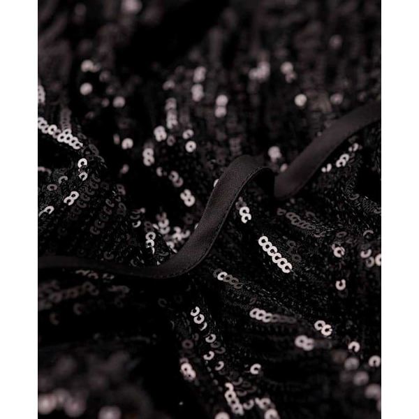 Superdry Sequin Wrap Langærmet Kort Kjole Sort M Kvinde