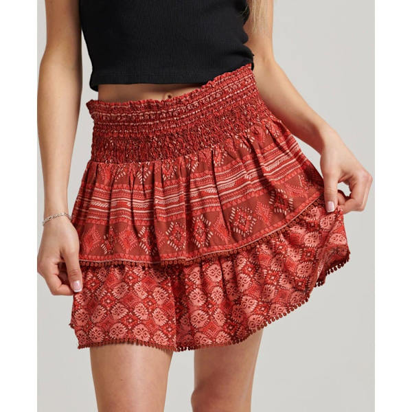 Superdry Kjol Vintage Tiered Mini Röd M Kvinna