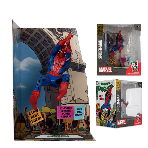 Mcfarlane Toys Forundring Samler Pvc-statue 1/10 Spider-man & Scene Gold Label The Amazing Spider-man 68 Figur 15 Cm