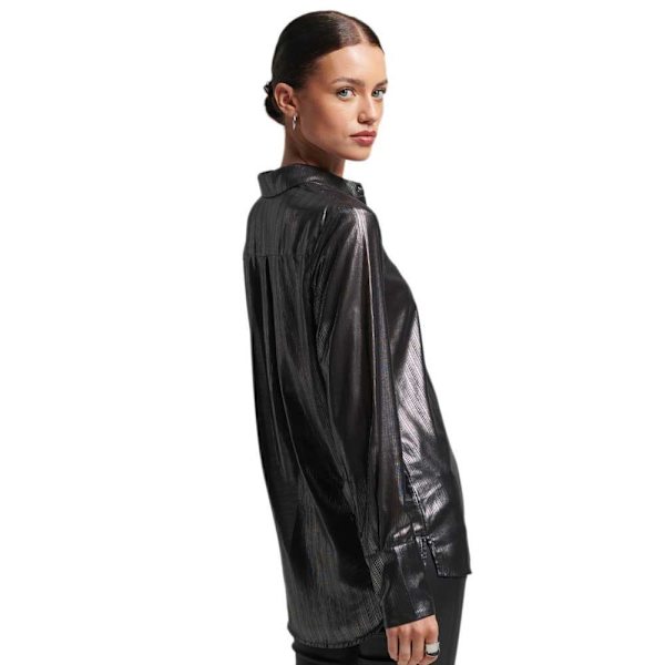 Superdry Studios Sparkle Pitkähihainen Kauluspaita Musta XS Nainen