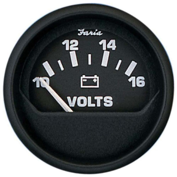 Faria Voltmeter Euro 10-16v Sort