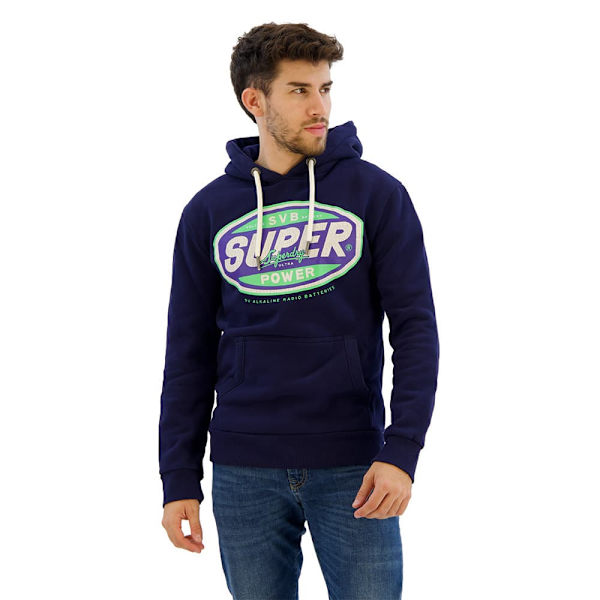 Superdry Gasoline Workwear Graphic Tröja Med Huva Blå M Man