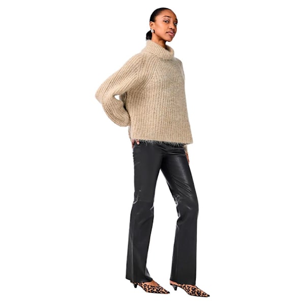 Yas Zellu Bootcut Leather Byxor Svart S Kvinna