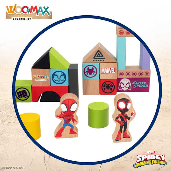 Woomax Træblokke Spidey Amazing Friends Playset 50 Stykker Flerfarvet 18 Months